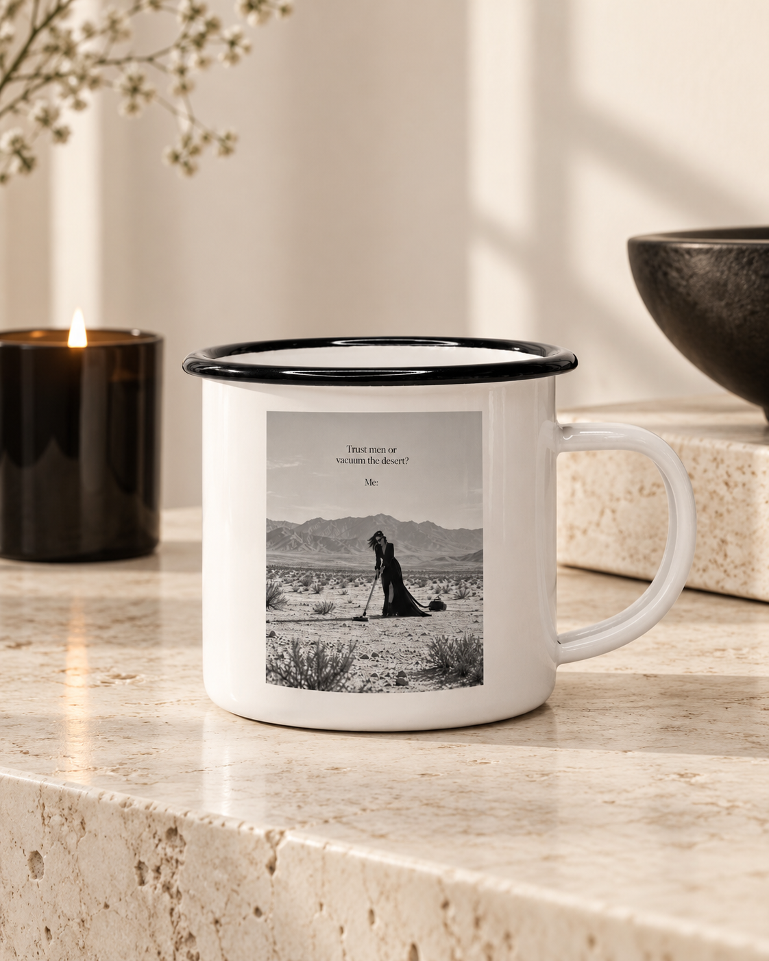 VACUUM THE DESERT. Retro Mug