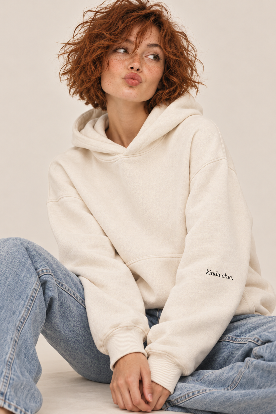 KINDA CHIC. Oversized Sleeve Hoodie