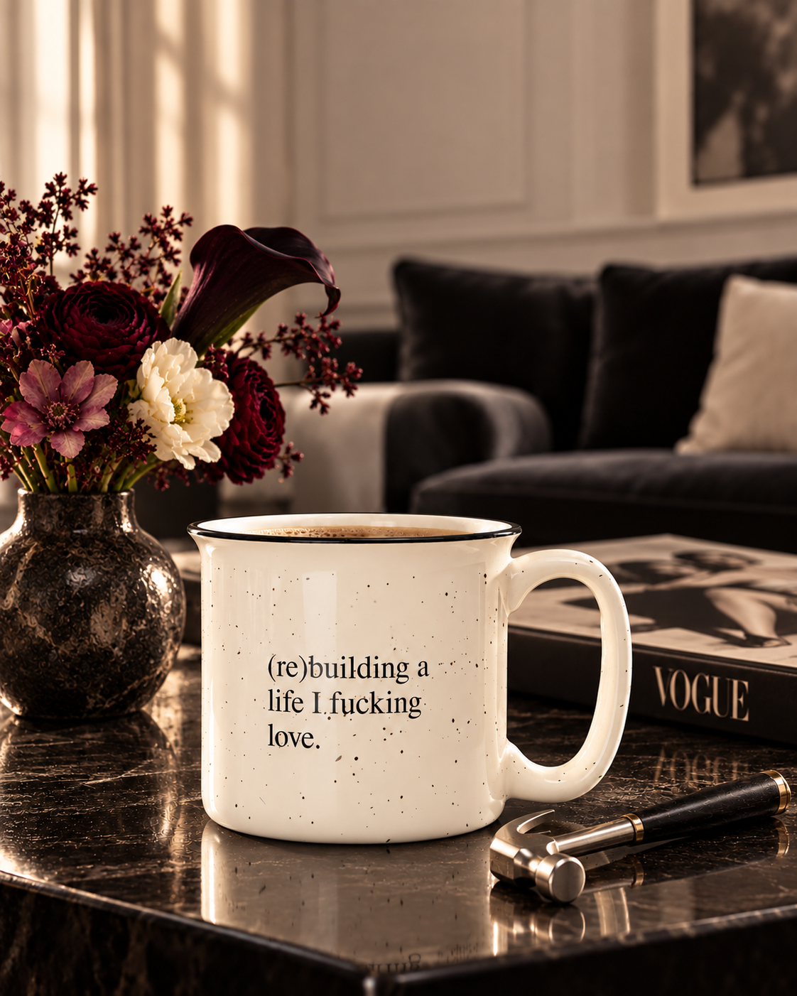 (RE)BUILDING A LIFE I FUCKING LOVE. Terrazzo Ceramic Mug