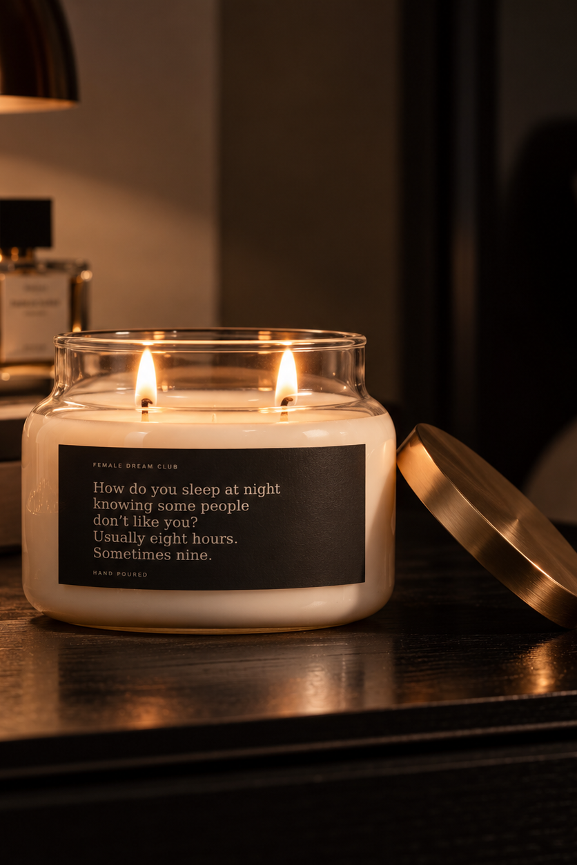 The HOW DO YOU SLEEP AT NIGHT. Double-Wick Candle