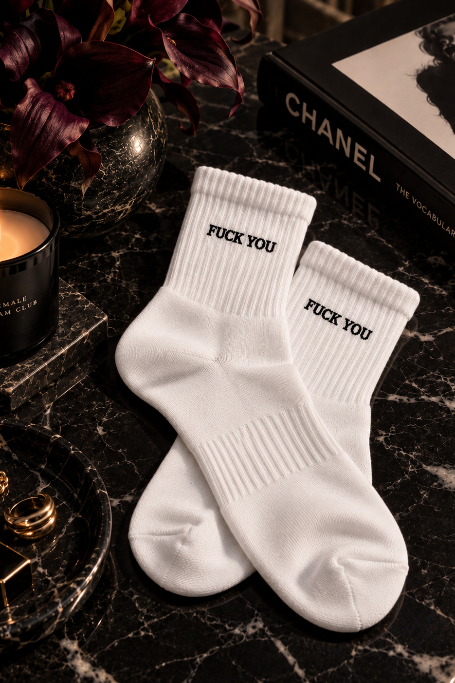 The FUCK YOU. Embroidered Socks