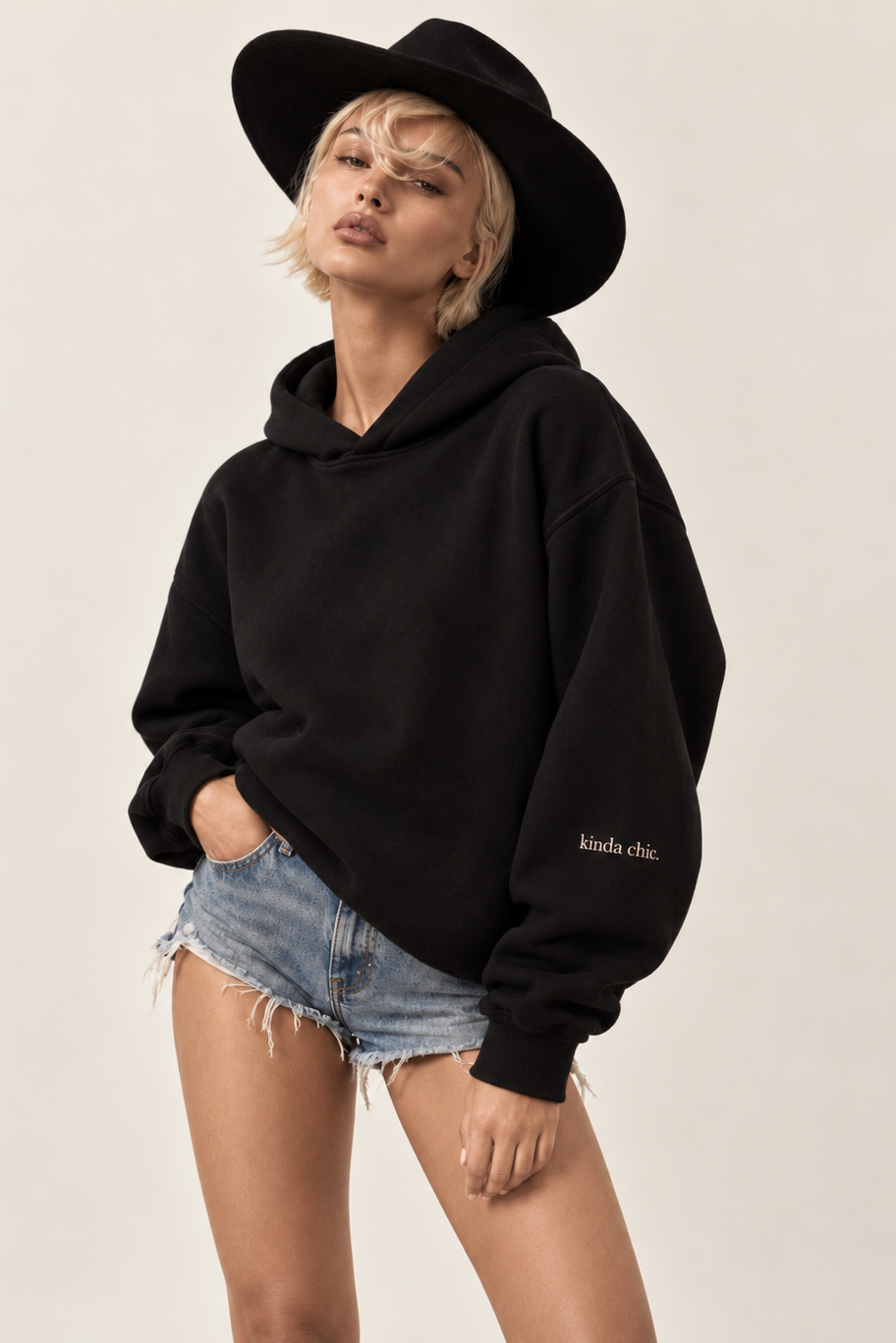 KINDA CHIC. Oversized Sleeve Hoodie