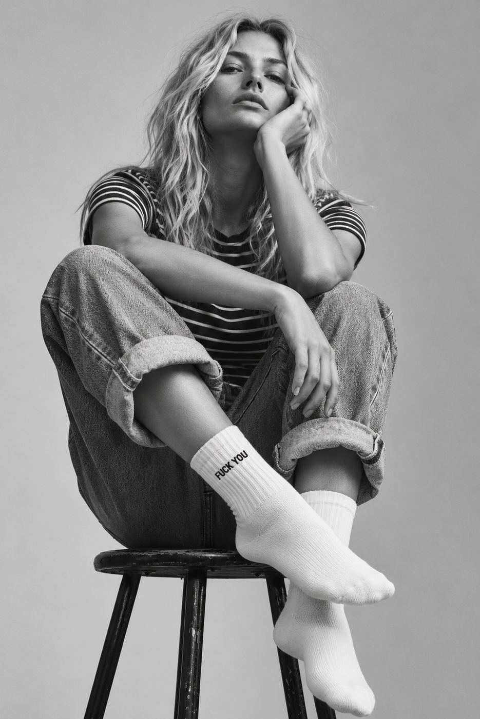 The FUCK YOU. Embroidered Socks
